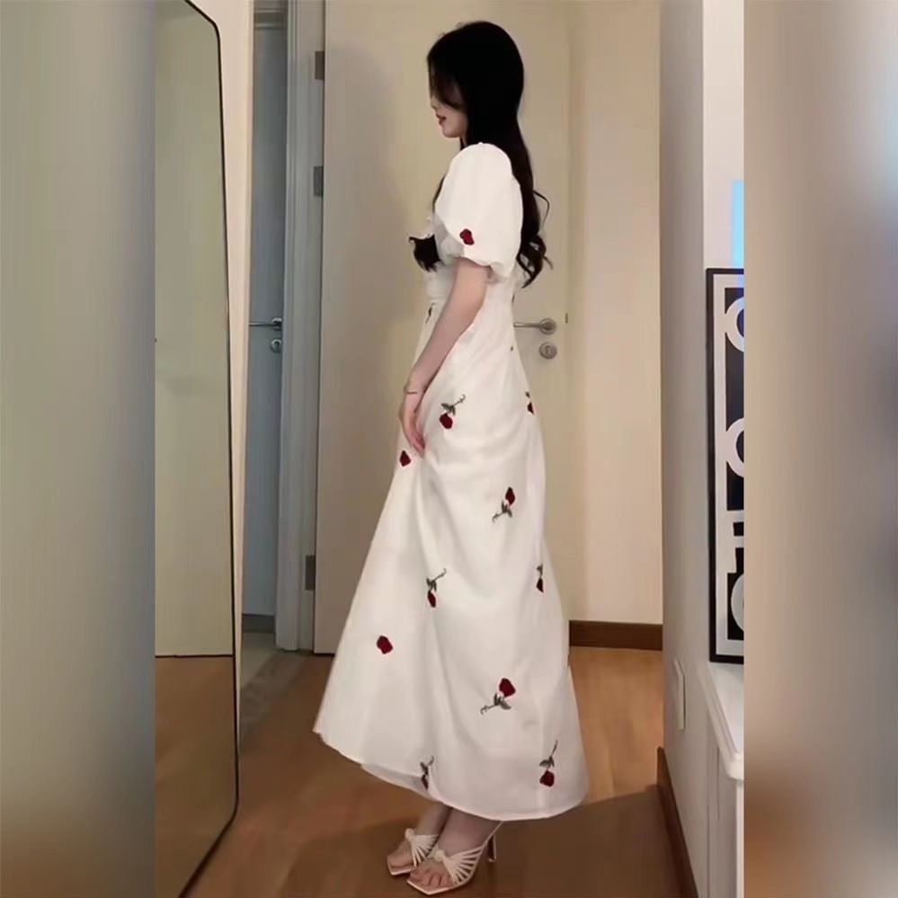 Đầm Dài Họa Tiết Hoa Phong Cách Pháp Thời Trang Mùa Hè Cho Nữ