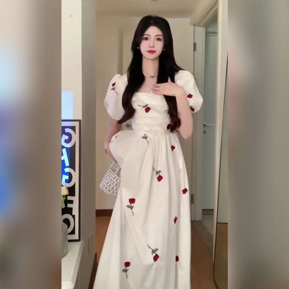 Đầm Dài Họa Tiết Hoa Phong Cách Pháp Thời Trang Mùa Hè Cho Nữ