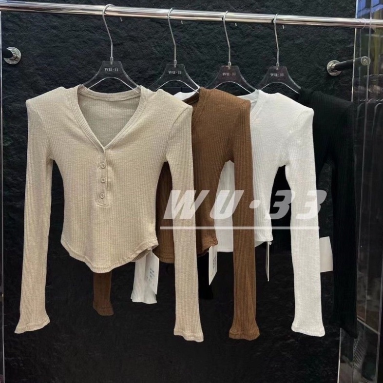 Áo len ôm bodu cổ V, len quảng châu mềm mịn | BigBuy360 - bigbuy360.vn