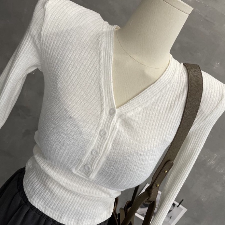 Áo len ôm bodu cổ V, len quảng châu mềm mịn | BigBuy360 - bigbuy360.vn