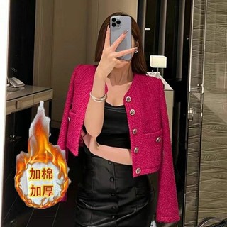Áo khoác dạ tweed Hồng lót lụa- xả kho