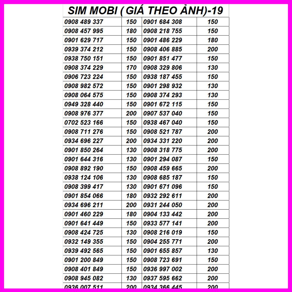SIM MOBIFONE SỐ ĐẸP TRẢ TRƯỚC 09 PHONG THỦY LÔ 5 hottt ***