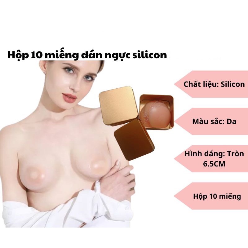 Hộp 5 Đôi Miếng Dán Ngực Tròn Silicon Mềm Mại Cho Da Hot Bikini 1402
