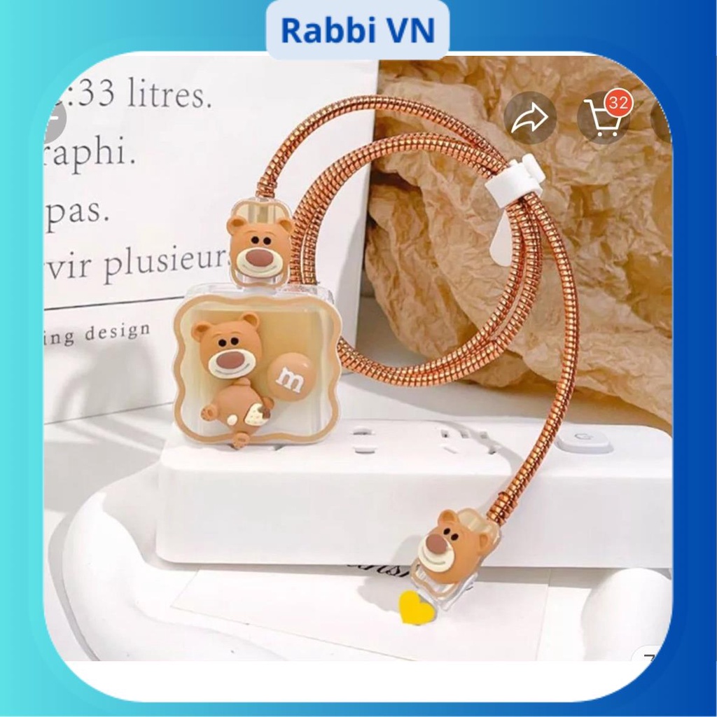 Bộ Bảo vệ sạc 18/20W hình Gấu Nâu dễ thương