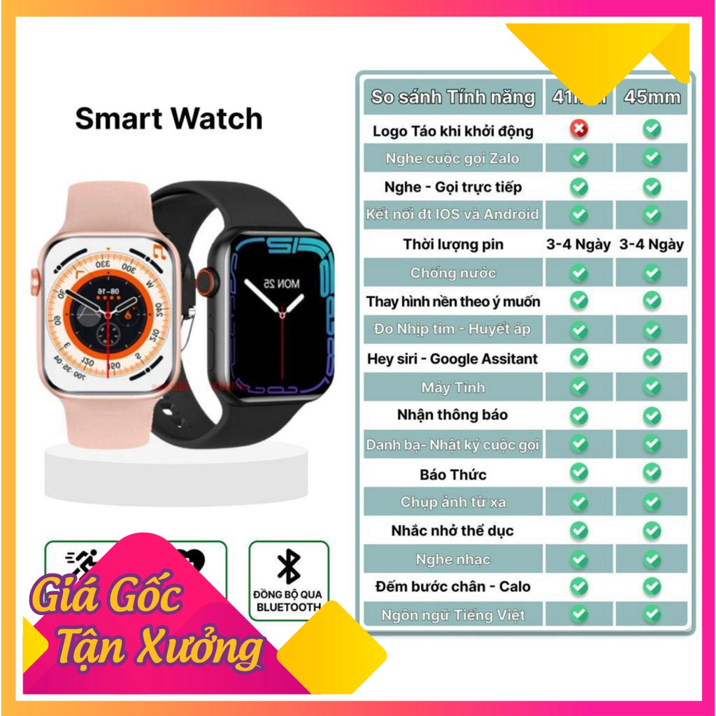 Đồng hồ thông minh WATCH 8, Smartwatch Nghe gọi, Theo dõi Sức khỏe, Chống nước, Nhận thông báo dùng cho Nam nữ | BigBuy360 - bigbuy360.vn