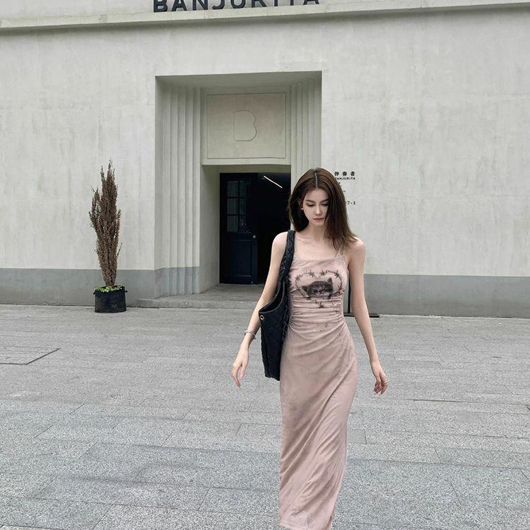 Đầm Dài Hai Dây Màu Trơn Phong Cách Trung Hoa Thời Trang Mùa Hè Hàng Mới Dành Cho Bạn Nữ