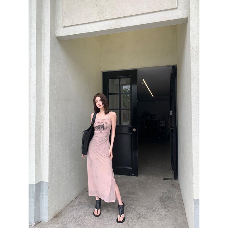 Đầm Dài Hai Dây Màu Trơn Phong Cách Trung Hoa Thời Trang Mùa Hè Hàng Mới Dành Cho Bạn Nữ