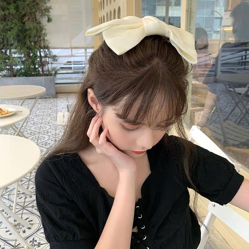 Kẹp Tóc Hình Nơ Lớn Màu Đỏ Phong Cách Nhật Hàn Đơn Giản Cho Nữ