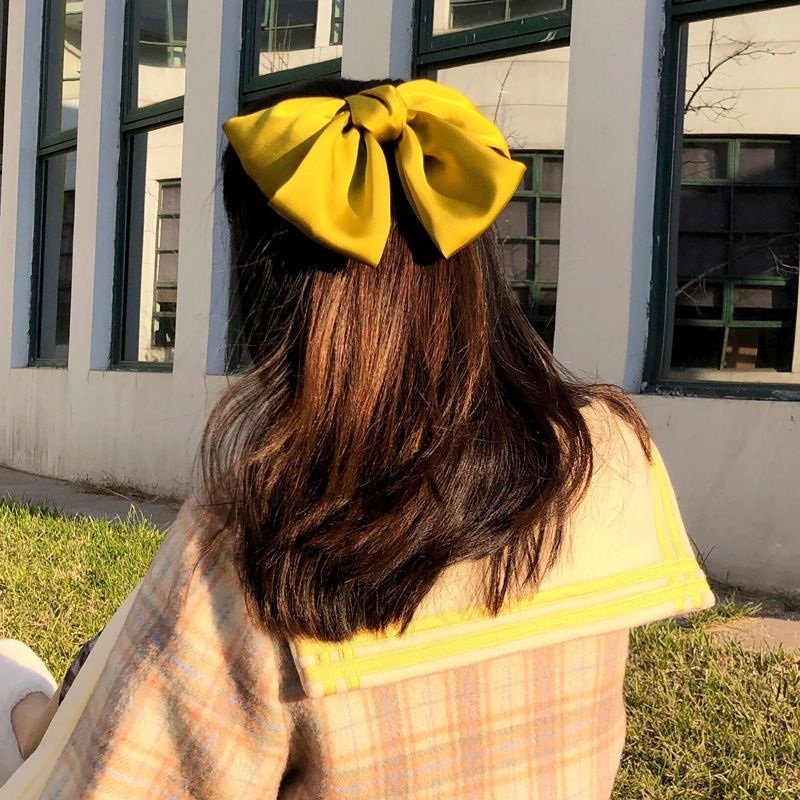 Kẹp Tóc Hình Nơ Lớn Màu Đỏ Phong Cách Nhật Hàn Đơn Giản Cho Nữ