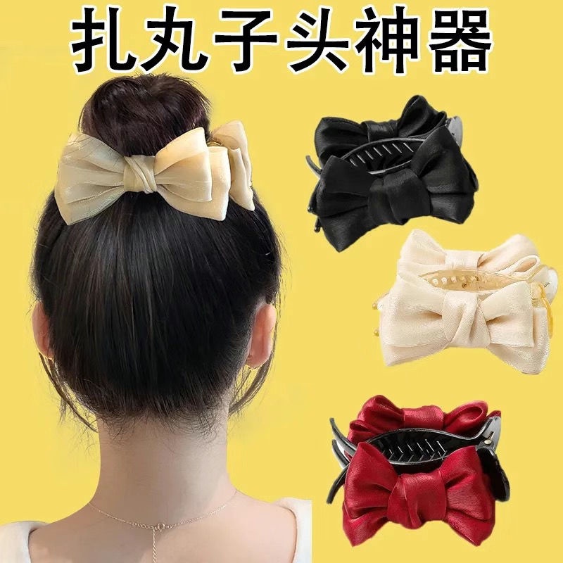 Kẹp Tóc Đuôi Ngựa Đính Nơ Sau Lưng Cao Cấp Cho Nữ