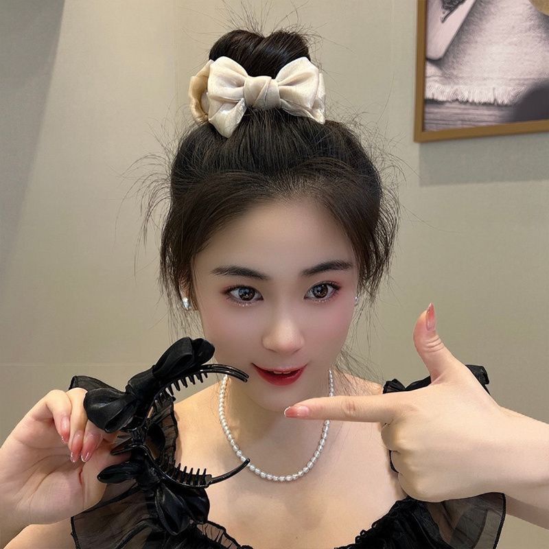 Kẹp Tóc Đuôi Ngựa Đính Nơ Sau Lưng Cao Cấp Cho Nữ