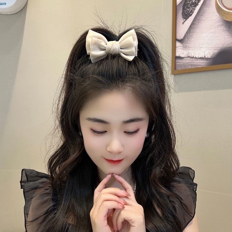 Kẹp Tóc Đuôi Ngựa Đính Nơ Sau Lưng Cao Cấp Cho Nữ