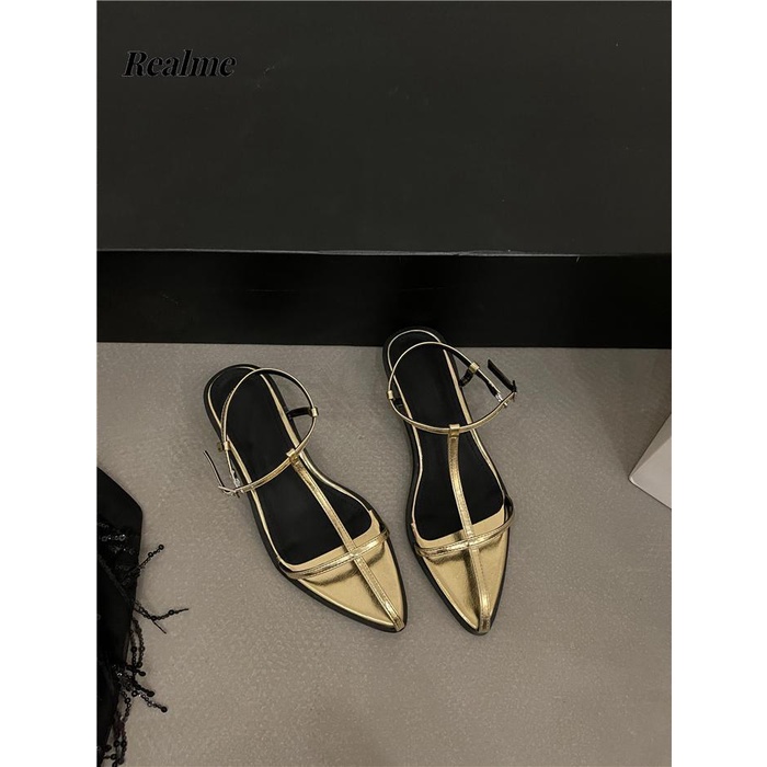 Giày Sandal Dây Bạc Đế Bằng Phong Cách Roman Thời Trang Mùa Hè 2023 Mới