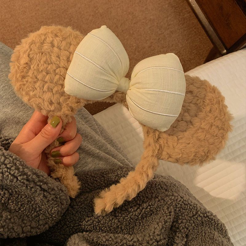 Băng Đô Cài Tóc Tai Gấu Bằng Lông Nhung Dễ Thương Xinh Xắn