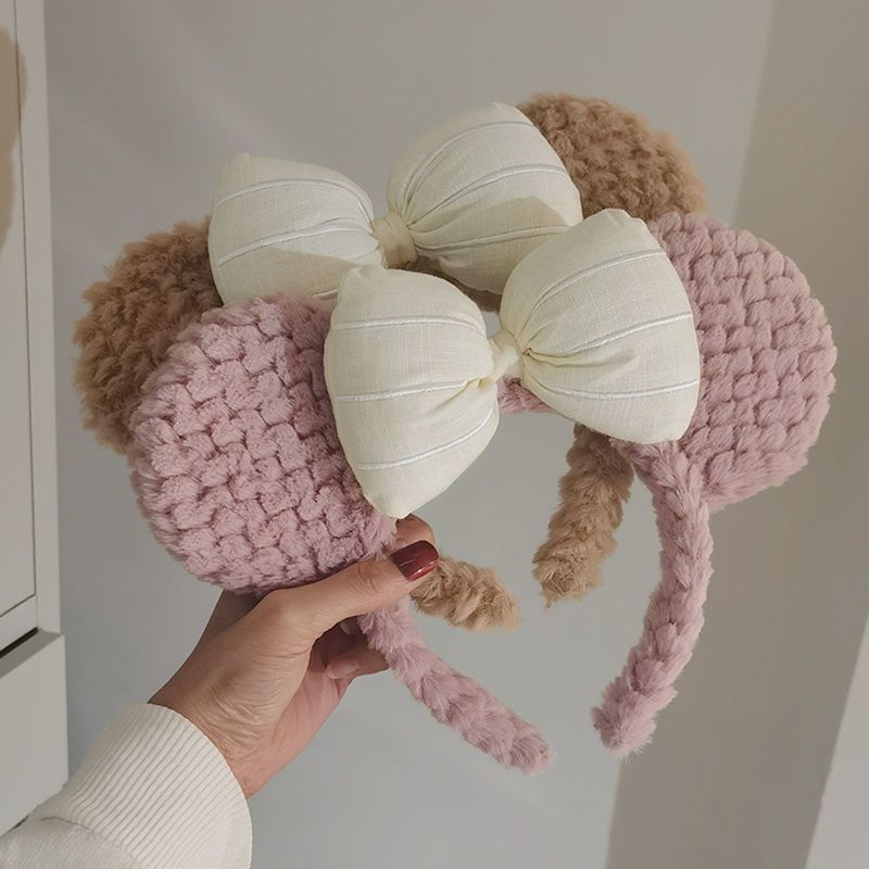 Băng Đô Cài Tóc Tai Gấu Bằng Lông Nhung Dễ Thương Xinh Xắn