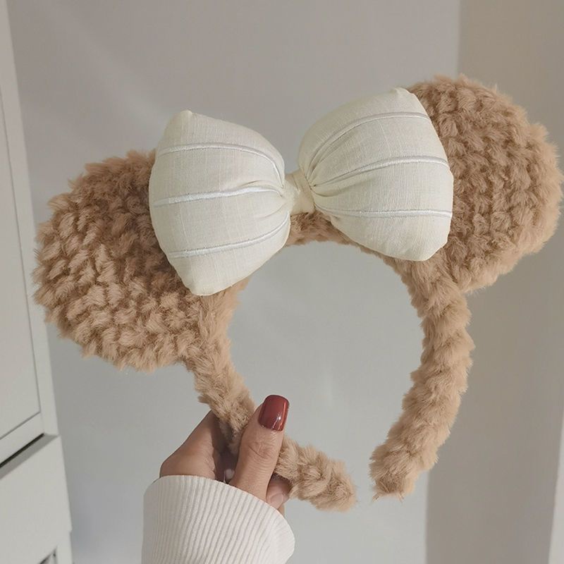 Băng Đô Cài Tóc Tai Gấu Bằng Lông Nhung Dễ Thương Xinh Xắn