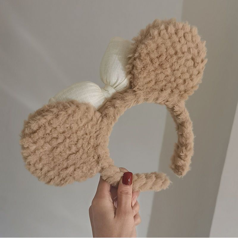 Băng Đô Cài Tóc Tai Gấu Bằng Lông Nhung Dễ Thương Xinh Xắn
