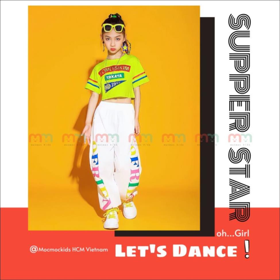 💖 Bộ bé gái hiphop sắc màu áo croptop quần jogger cotton cao cấp, 20-44kg,Top1Kids_211030_sg2 💖