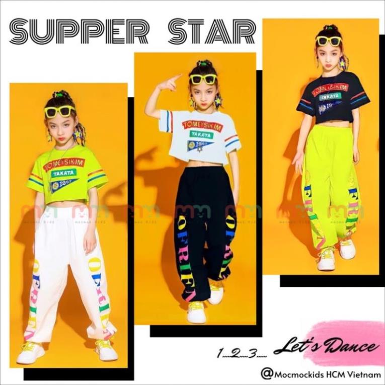 💖 Bộ bé gái hiphop sắc màu áo croptop quần jogger cotton cao cấp, 20-44kg,Top1Kids_211030_sg2 💖