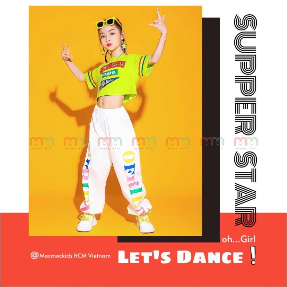 💖 Bộ bé gái hiphop sắc màu áo croptop quần jogger cotton cao cấp, 20-44kg,Top1Kids_211030_sg2 💖