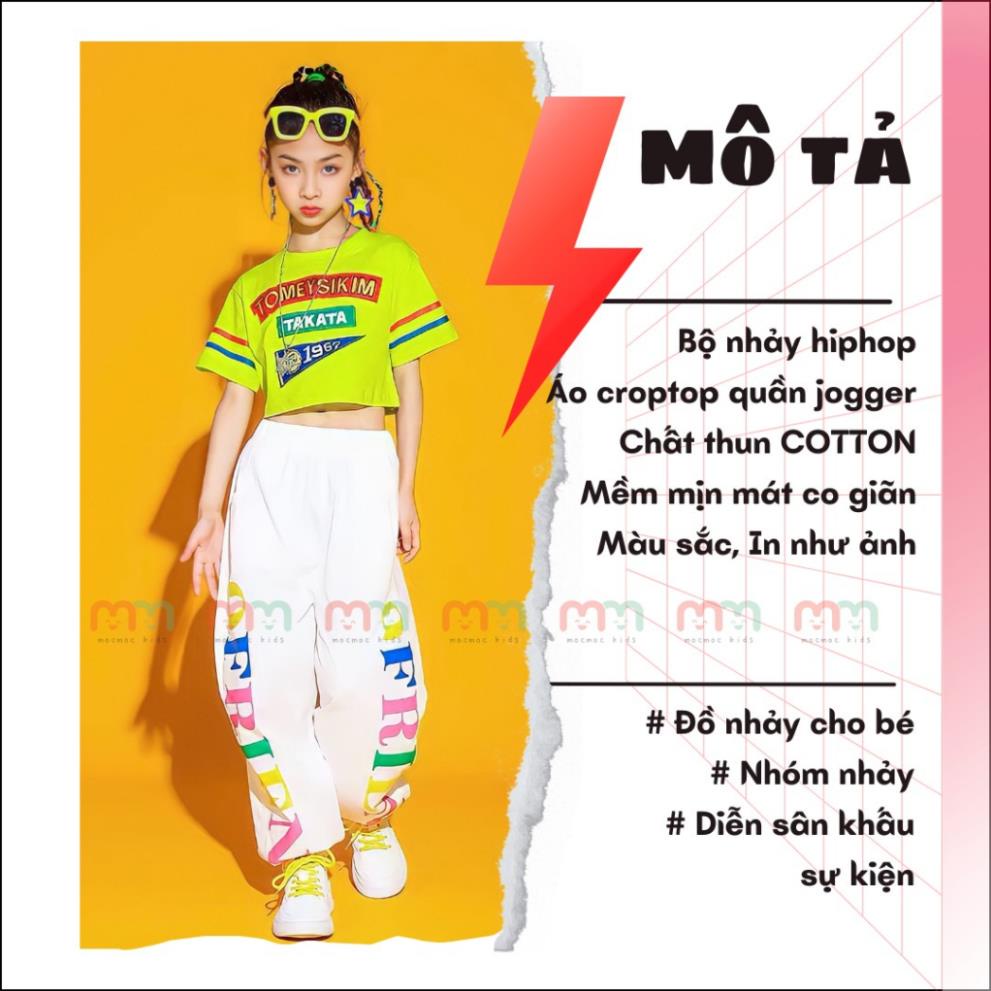💖 Bộ bé gái hiphop sắc màu áo croptop quần jogger cotton cao cấp, 20-44kg,Top1Kids_211030_sg2 💖