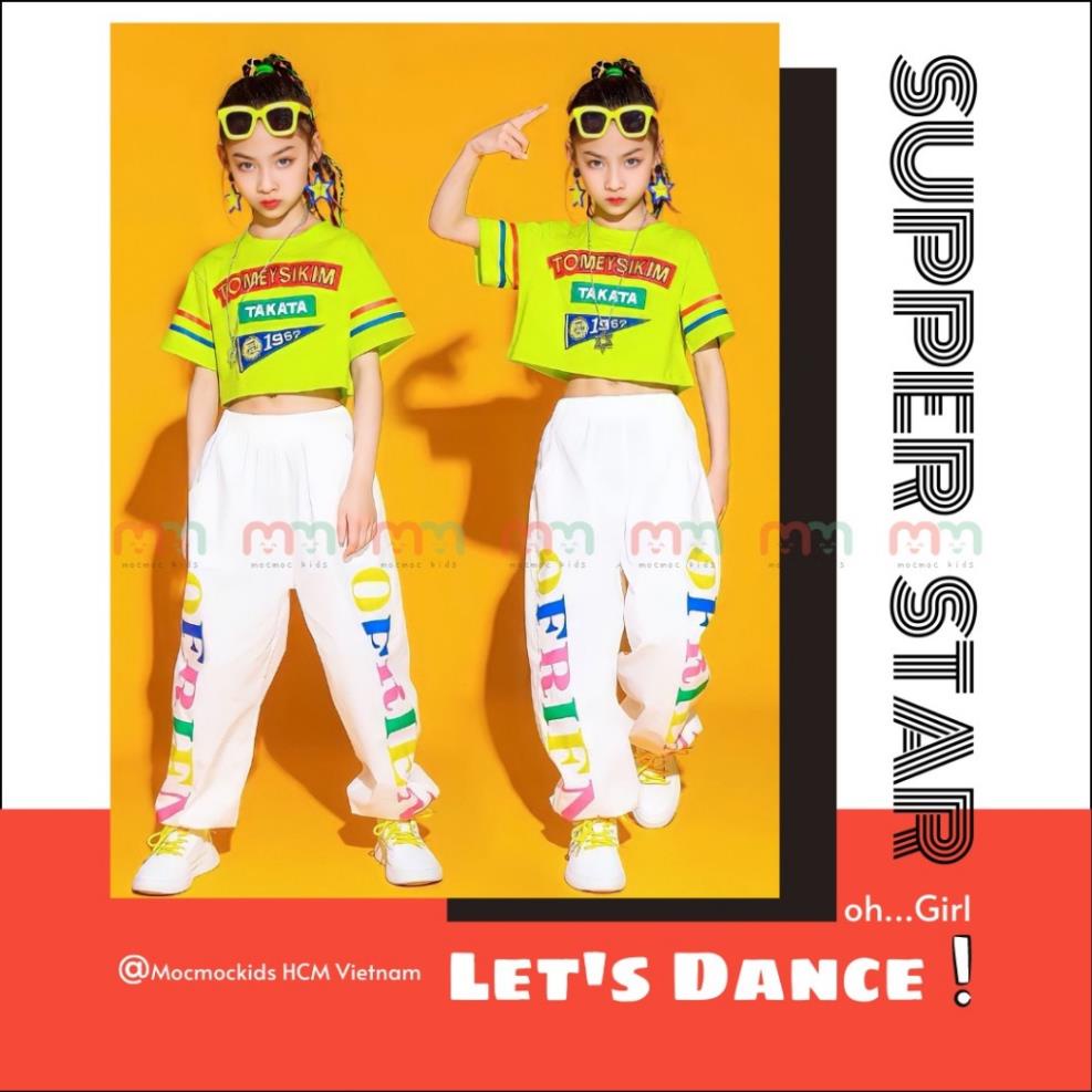 💖 Bộ bé gái hiphop sắc màu áo croptop quần jogger cotton cao cấp, 20-44kg,Top1Kids_211030_sg2 💖