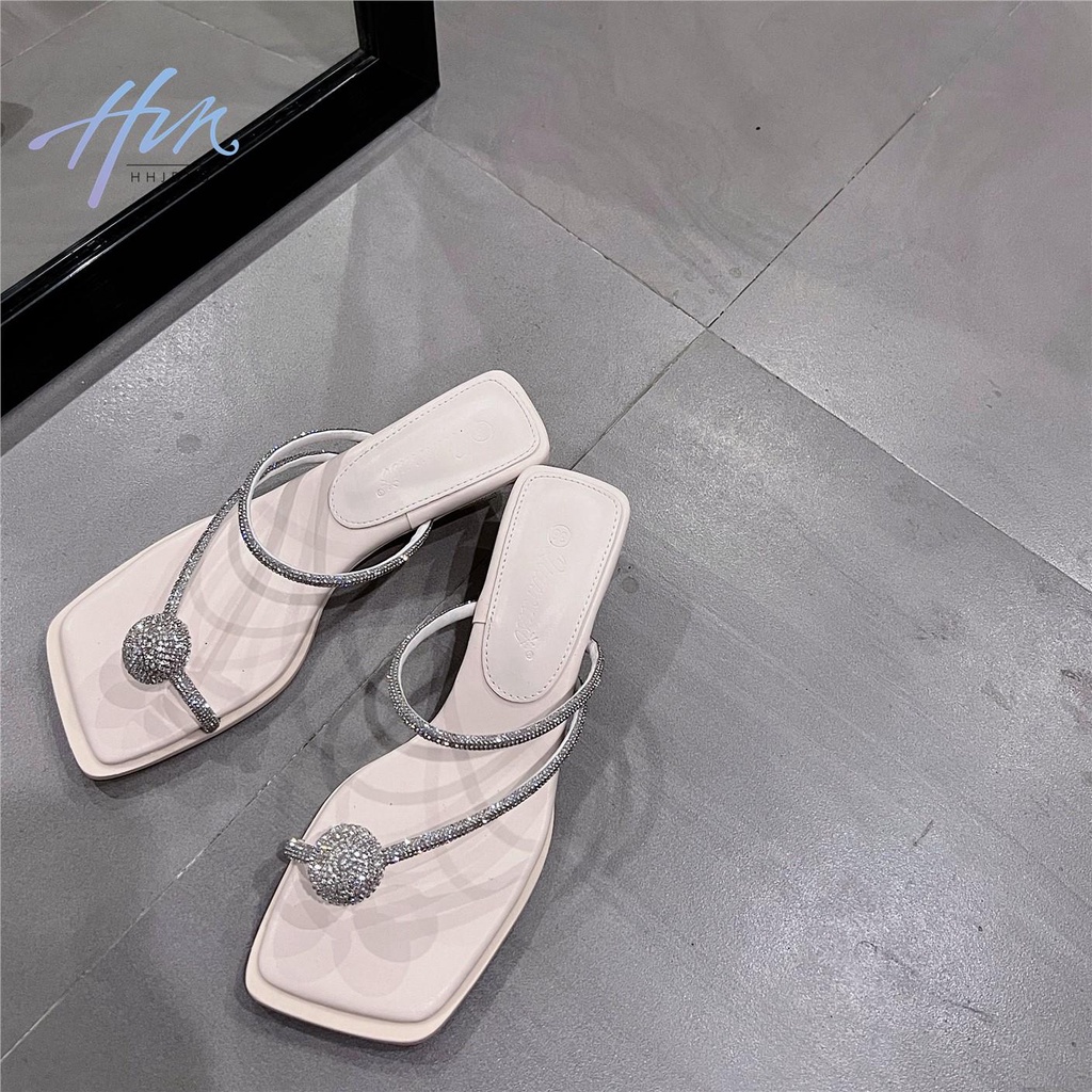 Sandal Cao Gót Qua Gối Đính Đá Lấp Lánh Phong Cách Thời Trang Mùa Hè Mới Dành Cho Nữ