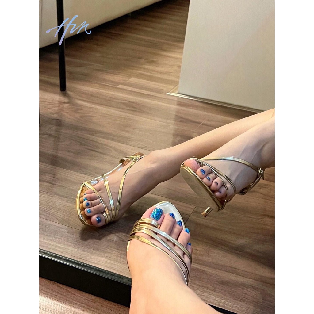 Giày Sandal Cao Gót Hở Ngón Phối Dây Xinh Xắn Quyến Rũ Cho Nữ