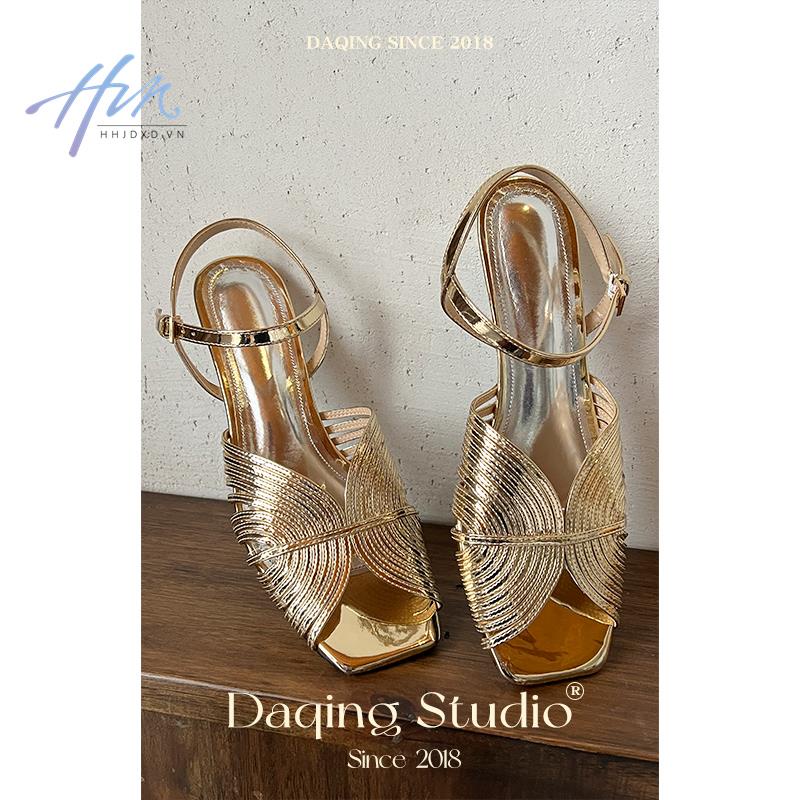 Xăng Đan Cao Gót Hở Mũi Chân Thiết Kế Trẻ Trung Nữ Tính Phong Cách Pháp 2023