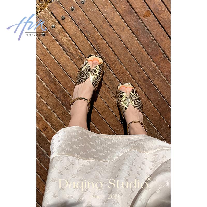 Xăng Đan Cao Gót Hở Mũi Chân Thiết Kế Trẻ Trung Nữ Tính Phong Cách Pháp 2023