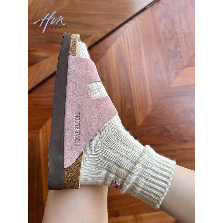 Dép Birkenstock Birkenstock Bằng Da Thật Đế Dày Tăng Chiều Cao Thời Trang Mùa Hè Hàng Mới Dành Cho Bạn Nữ