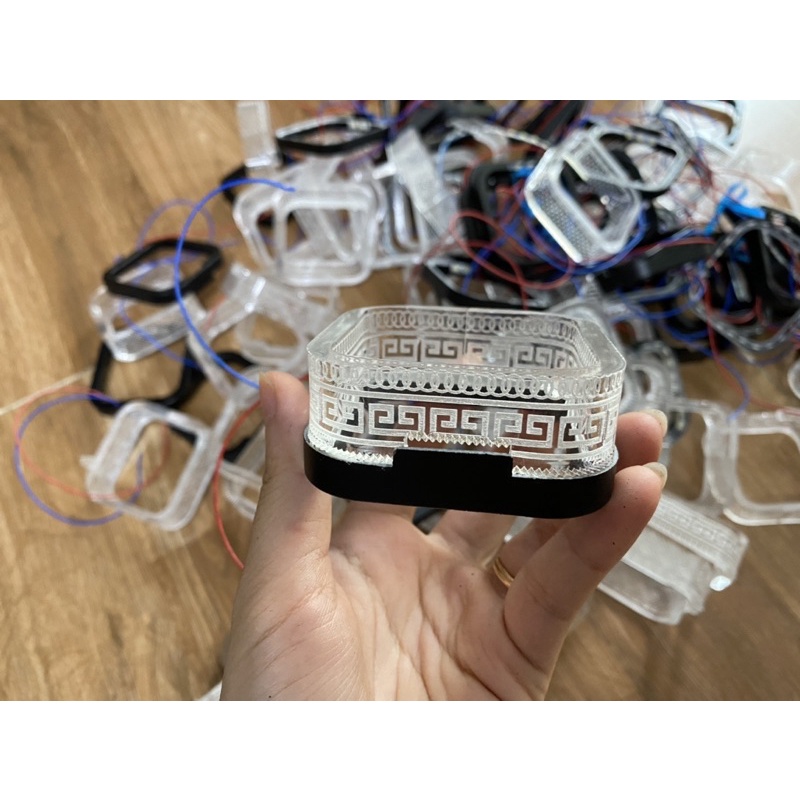 Vòng 3D lắp bi titanblack 2.0 vòng vuông led trắng