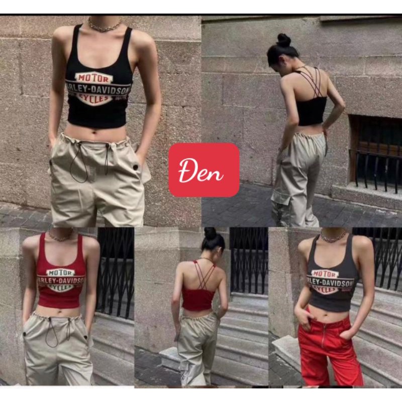 Áo thun 3 lỗ nữ Croptop kèm mút hót. Chất vải thun thái có dãn 4 chiều.X037658
