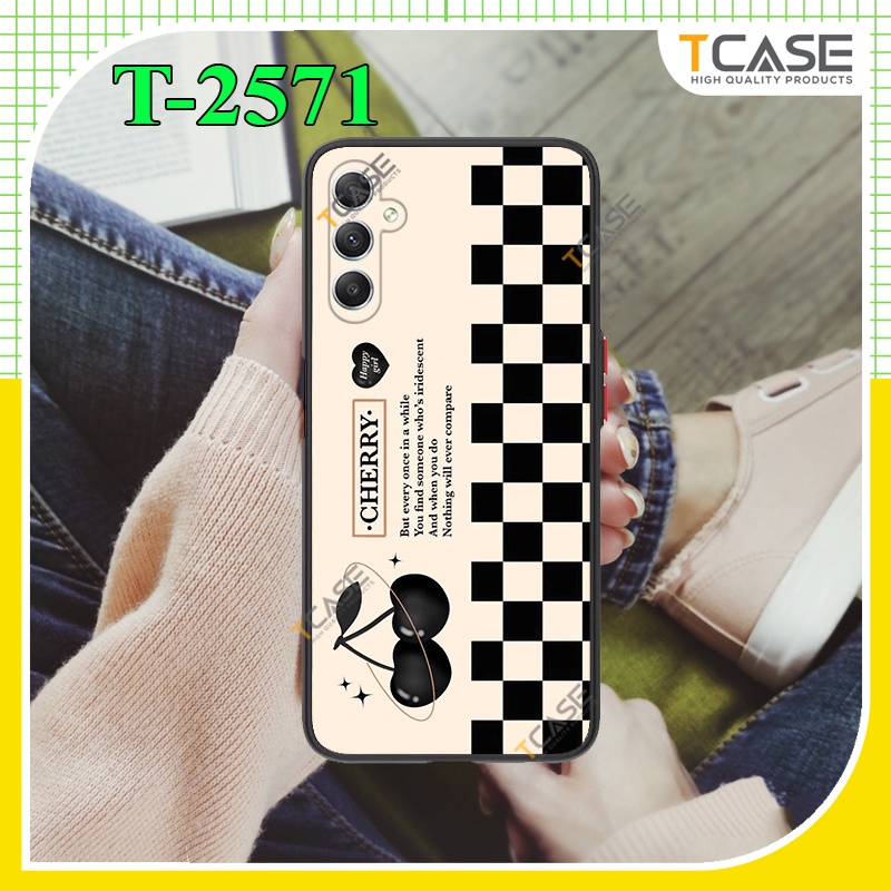 Ốp lưng Samsung A24 in hình sọc caro và chery | Ốp chống sốc bảo vệ camera