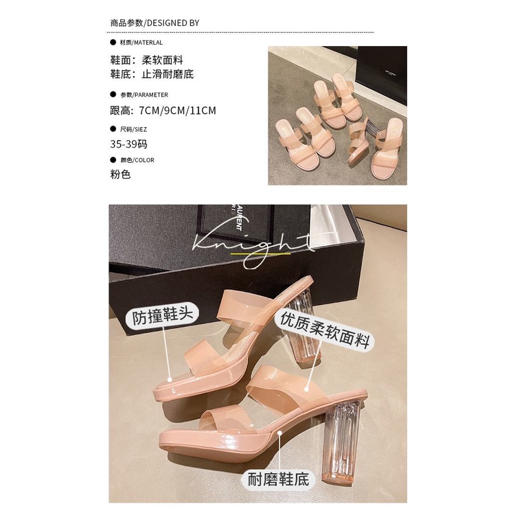 Giày Cao Gót Sandal Quai Trong Suốt Chống Thấm Nước Thời Trang Mùa Hè Dành Cho Nữ