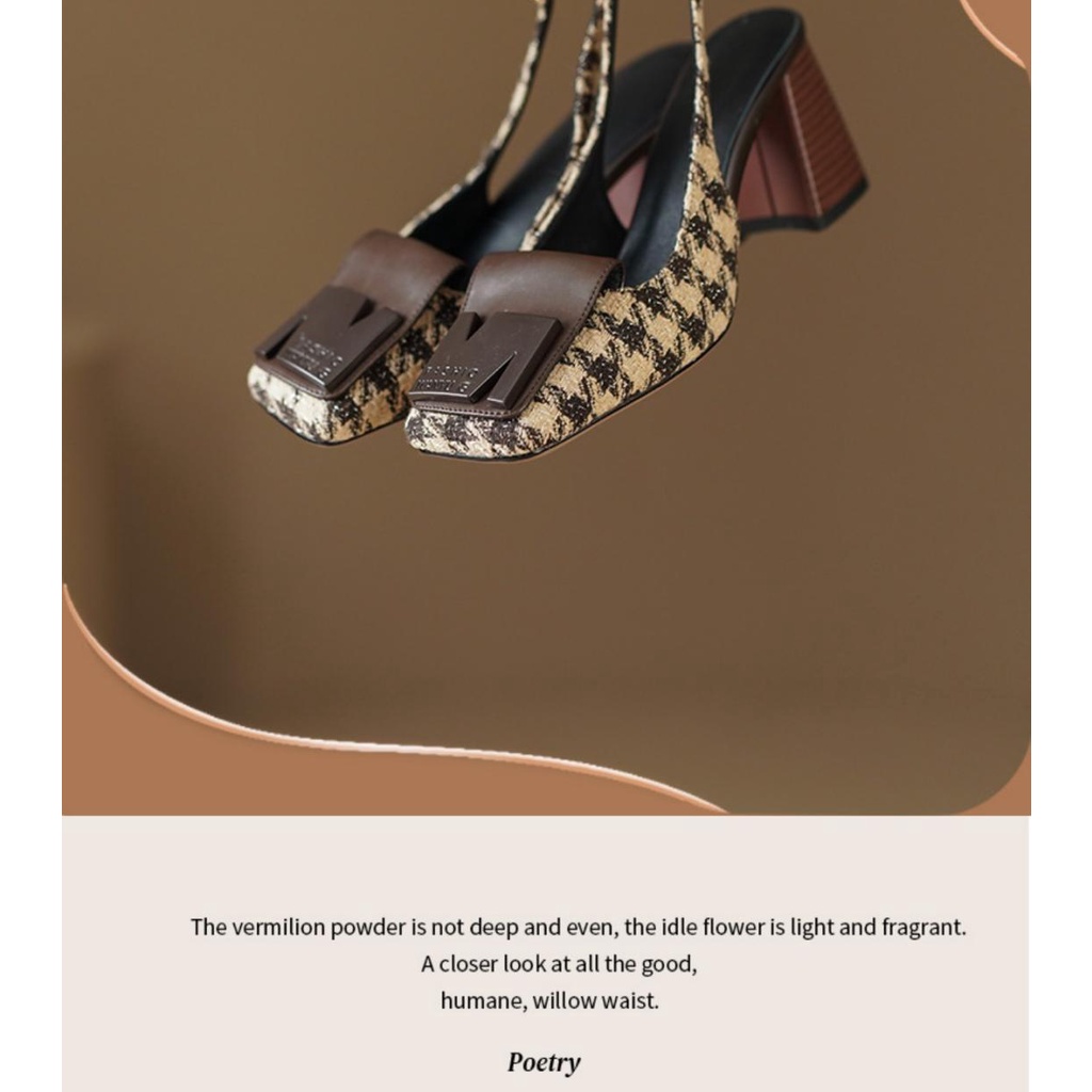 Giày Sandal Cao Gót Mùa Hè 2023 Hở Gót Cài Khóa Cài Sau Phong Cách Retro Pháp Cho Nữ