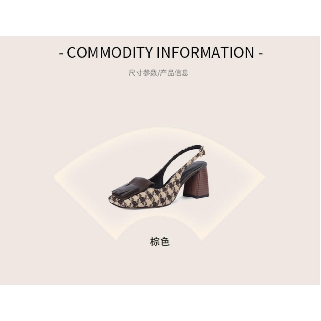 Giày Sandal Cao Gót Mùa Hè 2023 Hở Gót Cài Khóa Cài Sau Phong Cách Retro Pháp Cho Nữ