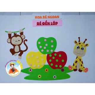 Góc bé đến lớp-hoa bé ngoan vải nỉ trang trí mầm non