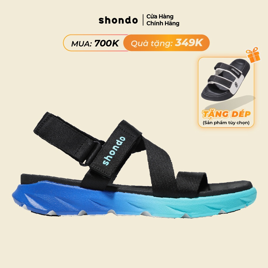 Giày Sandals Êm Chân Shondo F6 Sport Ombre Đế 2 Màu Xanh Dương F6S3310