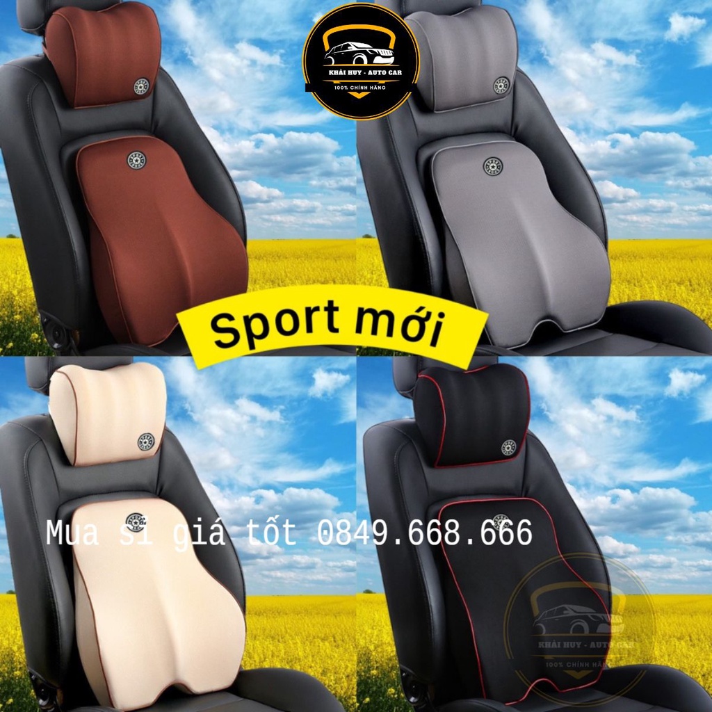 [hàng mới 2023] Bộ tựa đầu tựa lưng SPORT CAR cao su non nguyên khối - bộ gối đầu tựa lưng trên ô tô - Khải huy Scar