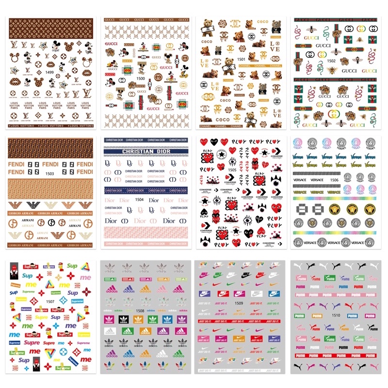 Sticker thương hiệu dán móng tay 3D trang trí móng