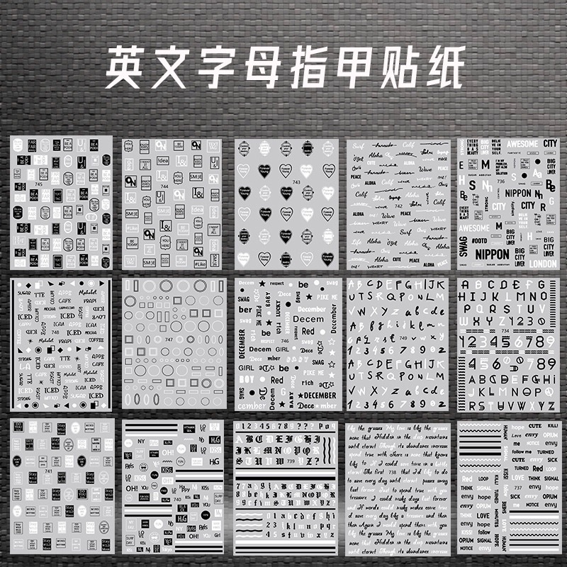 sticker chữ anh dán móng 3D trang trí móng