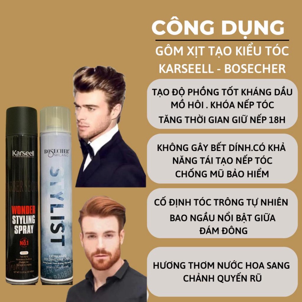 Gôm xịt tóc KARSEELL MACCA . Gôm Karseell giữ nếp tạo kiểu nam nữ chuẩn salon hương nước hoa