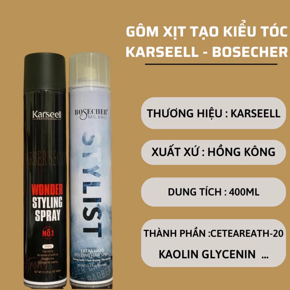 Gôm xịt tóc KARSEELL MACCA . Gôm Karseell giữ nếp tạo kiểu nam nữ chuẩn salon hương nước hoa