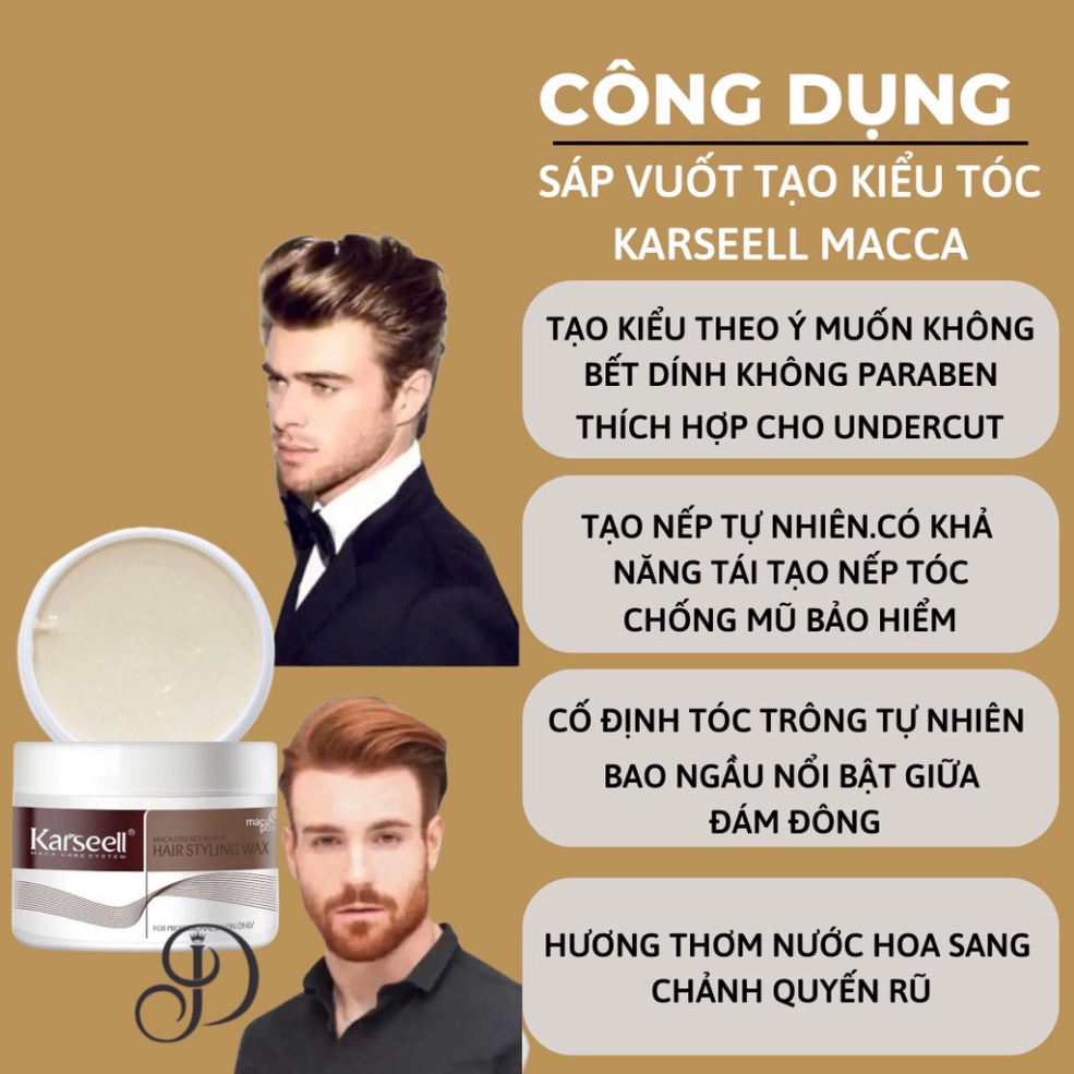 Sáp vuốt tóc nam nữ KARSEELL Maca Hair Styling Wax 100g chăm sóc, giữ nếp tóc