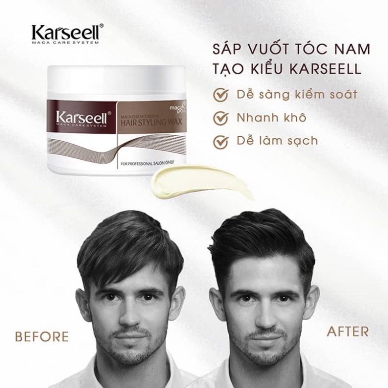 Sáp vuốt tóc nam nữ KARSEELL Maca Hair Styling Wax 100g chăm sóc, giữ nếp tóc