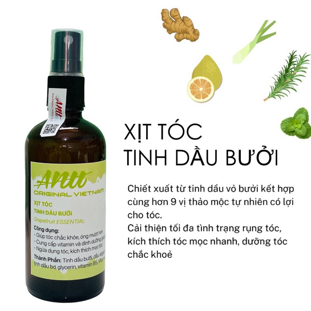 Xịt dưỡng tóc tinh dầu bưởi ANU chống rụng kích thích mọc tóc và ngăn ngừa gẫy rụng hiệu quả 100ml