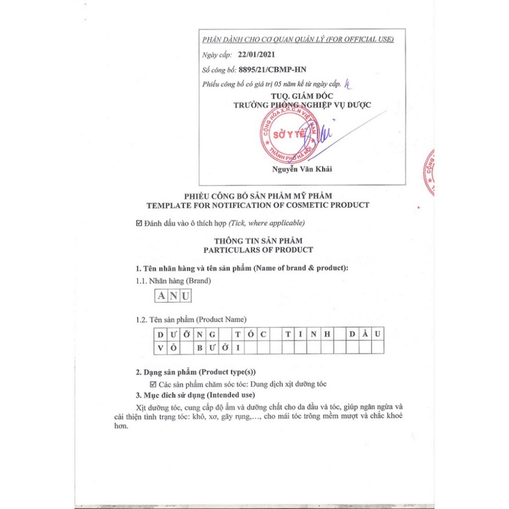 Xịt dưỡng tóc tinh dầu bưởi ANU chống rụng kích thích mọc tóc và ngăn ngừa gẫy rụng hiệu quả 100ml