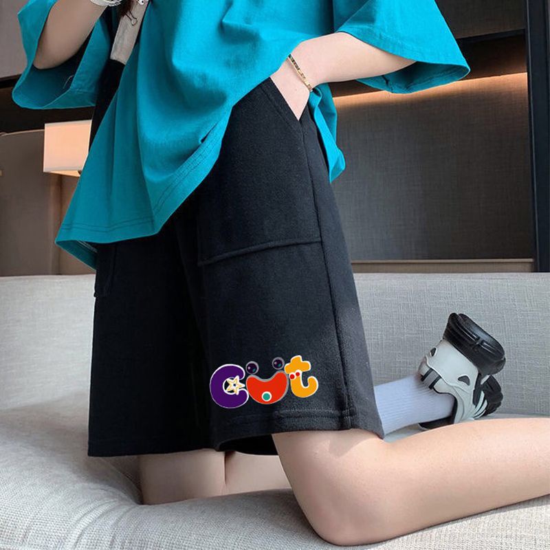 Jiashucheng Quần Short Nữ Lưng Cao Dáng Rộng Phong Cách Hàn Quốc