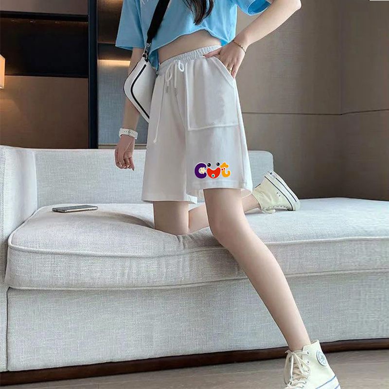 Jiashucheng Quần Short Nữ Lưng Cao Dáng Rộng Phong Cách Hàn Quốc